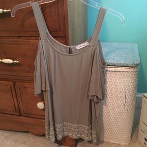 Chloe & Katie Green Cold Shoulder Top